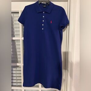 Ralph Lauren Blue Polo Dress with Red Logo- XL Women